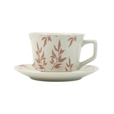 NNEDSZ High-Fired Ceramic Stoneware Speckle Cup & Saucer Set 380ml Floral Tea Spoon EARTHY RED