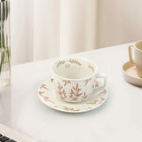 NNEDSZ High-Fired Ceramic Stoneware Speckle Cup & Saucer Set 380ml Floral Tea Spoon EARTHY RED