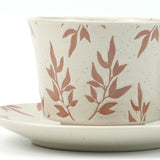 NNEDSZ High-Fired Ceramic Stoneware Speckle Cup & Saucer Set 380ml Floral Tea Spoon EARTHY RED