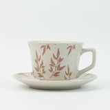 NNEDSZ High-Fired Ceramic Stoneware Speckle Cup & Saucer Set 380ml Floral Tea Spoon EARTHY RED