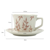 NNEDSZ High-Fired Ceramic Stoneware Speckle Cup & Saucer Set 380ml Floral Tea Spoon EARTHY RED
