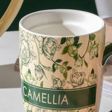 NNEDSZ 2X High-Fired Ceramic Porcelain Mug with Travel Lid 600ml Vintage Floral GREEN