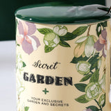 NNEDSZ 2X High-Fired Ceramic Porcelain Mug Set with Lid 400ml Vintage Floral Tea Spoon GREEN