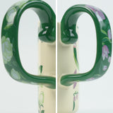 NNEDSZ 2X High-Fired Ceramic Porcelain Mug Set with Lid 400ml Vintage Floral Tea Spoon GREEN