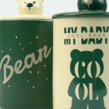 NNEDSZ 2X High-Fired Ceramic Porcelain Mug Set with Lid 400ml Bear w Tea Spoon GREEN