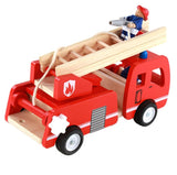 NNEDSZ Fire truck wooden 3 years + with ladder and firemen Fire engine Red