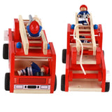 NNEDSZ Fire truck wooden 3 years + with ladder and firemen Fire engine Red
