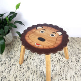 NNEDSZ Hand Carved Children's Table Wooden LION Theme