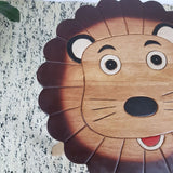 NNEDSZ Hand Carved Children's Table Wooden LION Theme