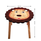 NNEDSZ Hand Carved Children's Table Wooden LION Theme