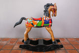 NNEDSZ Rocking horse handmade solid wood-beautiful hand painted detail-very unique