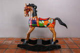 NNEDSZ Rocking horse handmade solid wood-beautiful hand painted detail-very unique