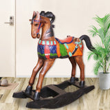 NNEDSZ Rocking horse handmade solid wood-beautiful hand painted detail-very unique