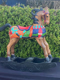 NNEDSZ Rocking horse handmade solid wood-beautiful hand painted detail-very unique