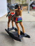 NNEDSZ Rocking horse handmade solid wood-beautiful hand painted detail-very unique