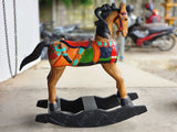 NNEDSZ Rocking horse handmade solid wood-beautiful hand painted detail-very unique