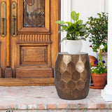 NNEDSZ Tablua Modern Round Side Table, Honeycomb Indoor Outdoor Accent End Table