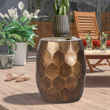 NNEDSZ Tablua Modern Round Side Table, Honeycomb Indoor Outdoor Accent End Table