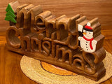 NNEDSZ Wooden carved Merry Christmas decoration 38 cm long with Tree and Star