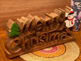 NNEDSZ Wooden carved Merry Christmas decoration 38 cm long with Tree and Star