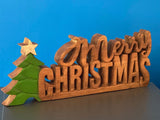 NNEDSZ Wooden carved Merry Christmas decoration 38 cm long with Tree and Star
