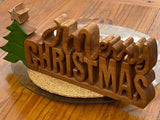 NNEDSZ Wooden carved Merry Christmas decoration 38 cm long with Tree and Star