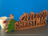 NNEDSZ Wooden carved Merry Christmas decoration 38 cm long with Tree and Star
