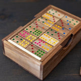 NNEDSZ Wooden Domino Game Set Handmade Dominoes in Gift box