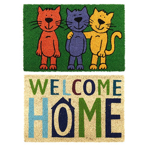 NNEDSZ YES4HOMES 2 x Doormat for Front Door Entryway Cursive Natural Coconut Coir Floor mat Outdoor 40x60cm