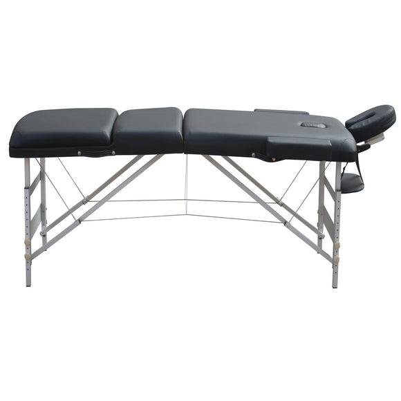 NNEDSZ YES4HOMES 3 Fold Portable Aluminium Massage Table Massage Bed Beauty Therapy Black