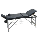 NNEDSZ YES4HOMES 3 Fold Portable Aluminium Massage Table Massage Bed Beauty Therapy Black