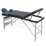 NNEDSZ YES4HOMES 3 Fold Portable Aluminium Massage Table Massage Bed Beauty Therapy Black