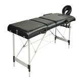 NNEDSZ YES4HOMES Black 3 Fold Portable Aluminium Massage Table Massage Bed Beauty Therapy