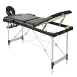 NNEDSZ YES4HOMES Black 3 Fold Portable Aluminium Massage Table Massage Bed Beauty Therapy