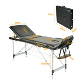 NNEDSZ YES4HOMES Black 3 Fold Portable Aluminium Massage Table Massage Bed Beauty Therapy