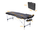 NNEDSZ YES4HOMES 2 Fold Portable Aluminium Massage Table Massage Bed Beauty Therapy Black