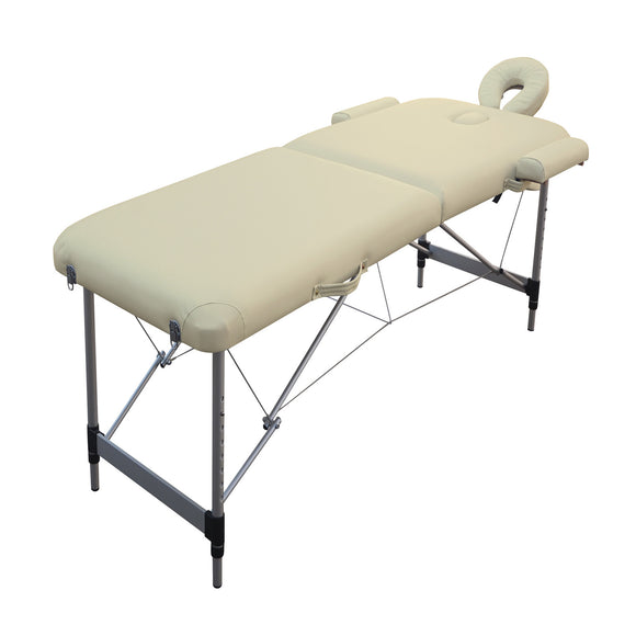 NNEDSZ YES4HOMES 2 Fold Portable Aluminium Massage Table Massage Bed Beauty Therapy Beige