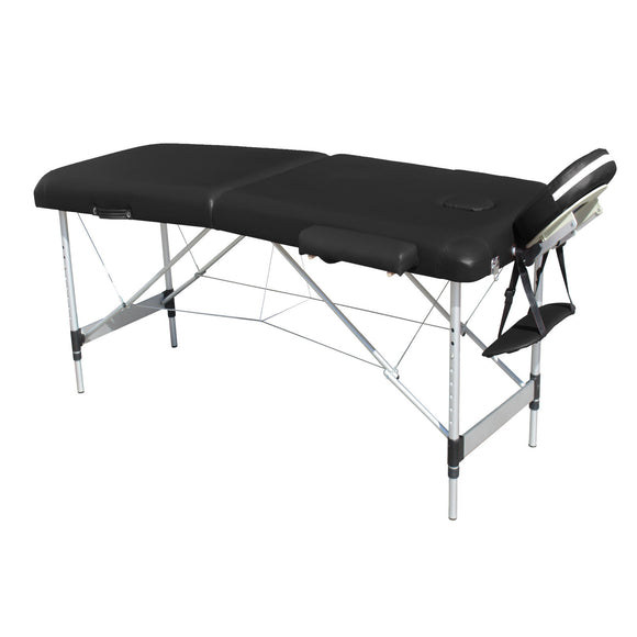 NNEDSZ YES4HOMES 2 Fold Portable Aluminium Massage Table Massage Bed Beauty Therapy Black
