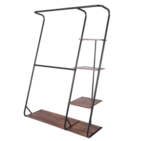 NNEDSZ Freestanding Closet with 3 Shelves Organizer Storage Clothes Hanger Rail Garment Shelf Shoe Rack