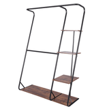 NNEDSZ Freestanding Closet with 3 Shelves Organizer Storage Clothes Hanger Rail Garment Shelf Shoe Rack