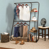 NNEDSZ Freestanding Closet with 3 Shelves Organizer Storage Clothes Hanger Rail Garment Shelf Shoe Rack