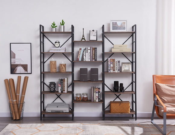 NNEDSZ YES4HOMES Industrial Vintage Shelf Bookshelf, Wood and Metal Bookcase Furniture for Home & Office