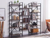 NNEDSZ YES4HOMES Industrial Vintage Shelf Bookshelf, Wood and Metal Bookcase Furniture for Home & Office