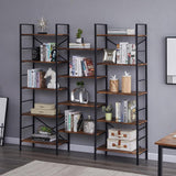 NNEDSZ YES4HOMES Industrial Shelf Bookshelf, Vintage Wood and Metal Bookcase Furniture for Home & Office