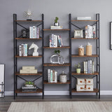 NNEDSZ YES4HOMES Industrial Shelf Bookshelf, Vintage Wood and Metal Bookcase Furniture for Home & Office