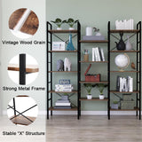 NNEDSZ YES4HOMES Industrial Shelf Bookshelf, Vintage Wood and Metal Bookcase Furniture for Home & Office