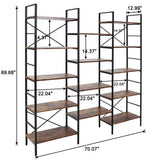 NNEDSZ YES4HOMES Industrial Shelf Bookshelf, Vintage Wood and Metal Bookcase Furniture for Home & Office