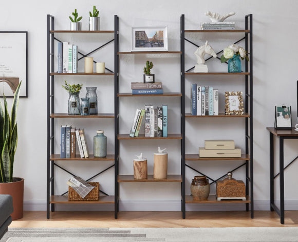 NNEDSZ YES4HOMES Industrial Vintage Shelf Bookshelf, Wood and Metal Bookcase Furniture for Home & Office