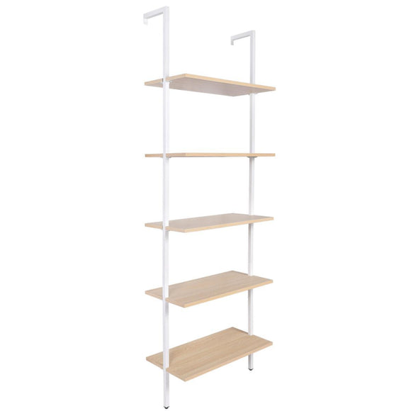 NNEDSZ YES4HOMES Industrial Ladder Shelf Wood Wall-Mounted Bookcase Storage Rack Shelves Display