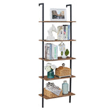 NNEDSZ YES4HOMES Industrial Ladder Shelf Wood Wall-Mounted Bookcase Storage Rack Shelves Display